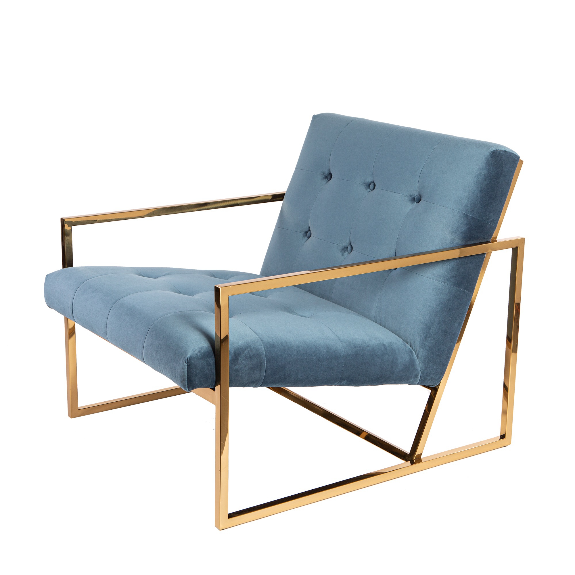 Dominidesign style, Lounge stoel Vintage Velvet Lounge blauw