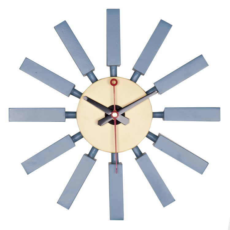 George Nelson style, Wandklok Block clock Lichtblauw