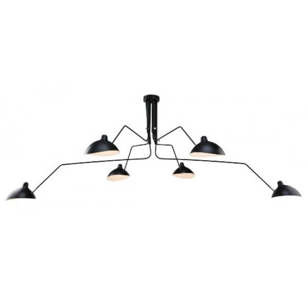 Serge Mouille style, Hanglamp Contemporary 6-arm zwart