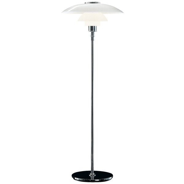 Poul Henningsen style, Vloerlamp DPH 3/2 large Chroom glas wit