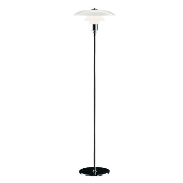 Poul Henningsen style, Vloerlamp DPH 3/2 klein Chroom glas wit