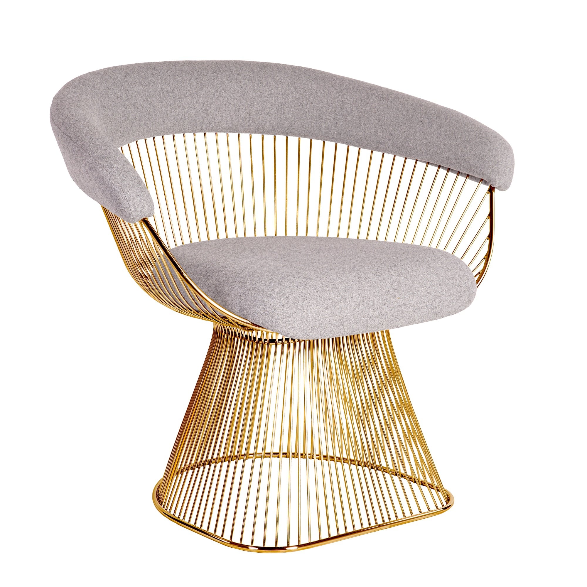 Warren Platner style, Eetkamerstoel Wire stoel Goud Kasjmier lichtgrijs