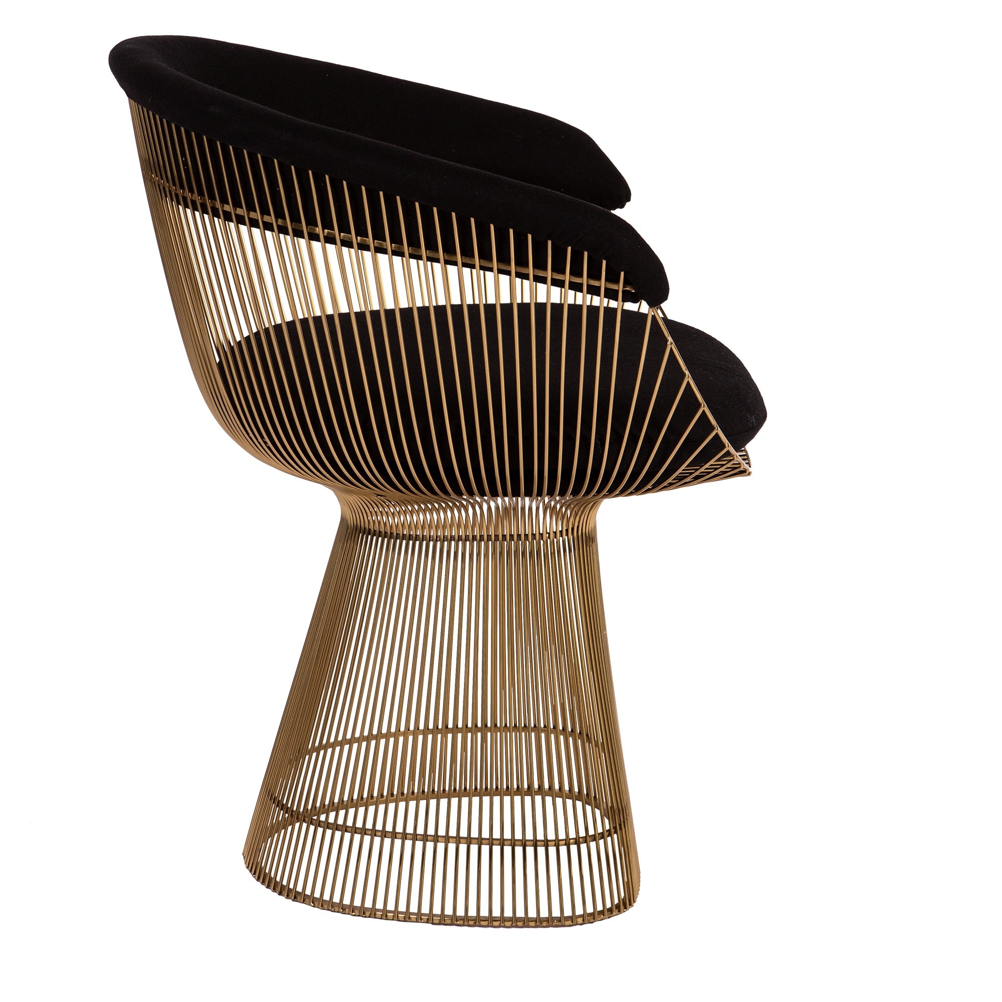 Warren Platner style, Eetkamerstoel Wire stoel Goud Chasmere zwart