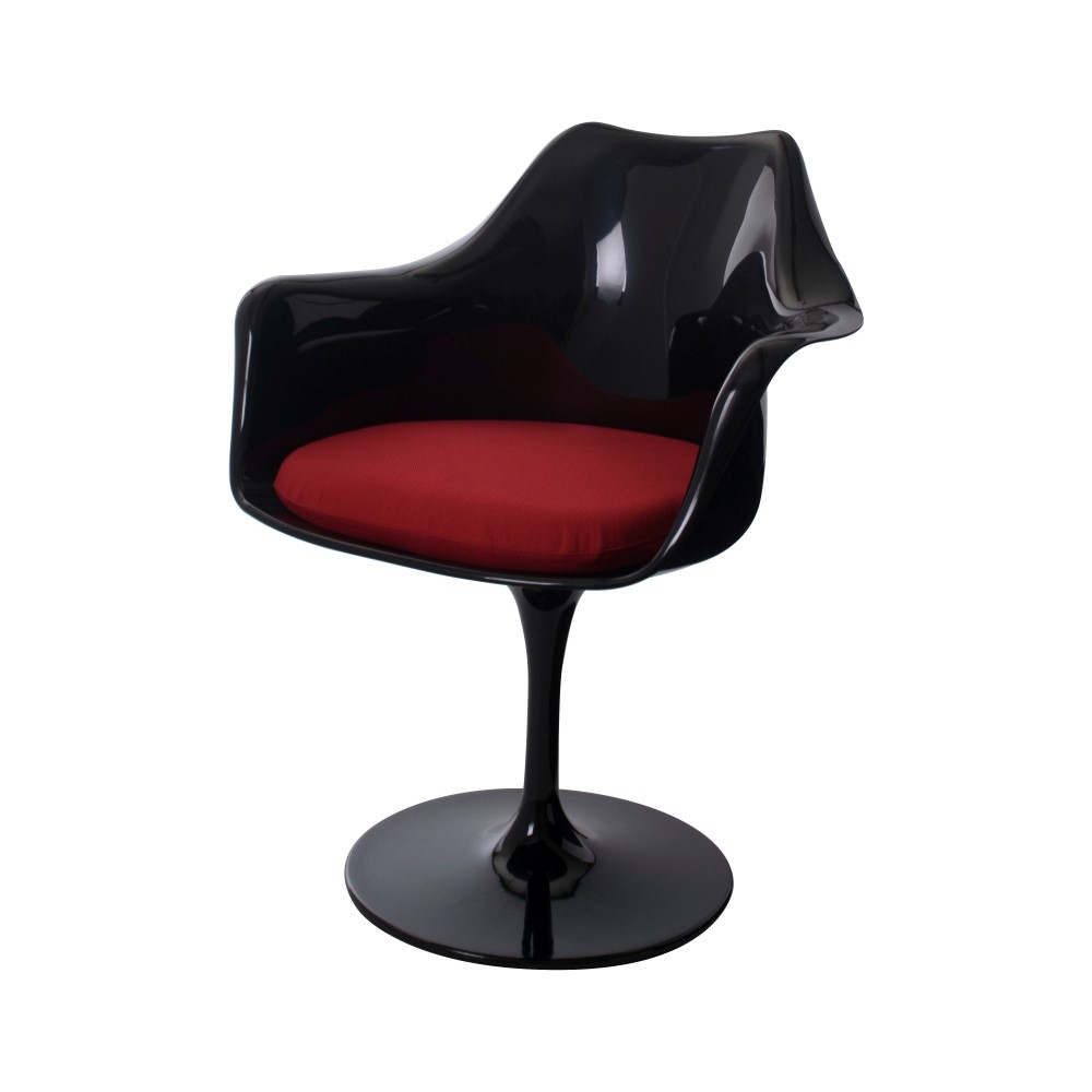 Eero Saarinen style, Eetkamerstoel Tulip stoel met armleuning zwart rood