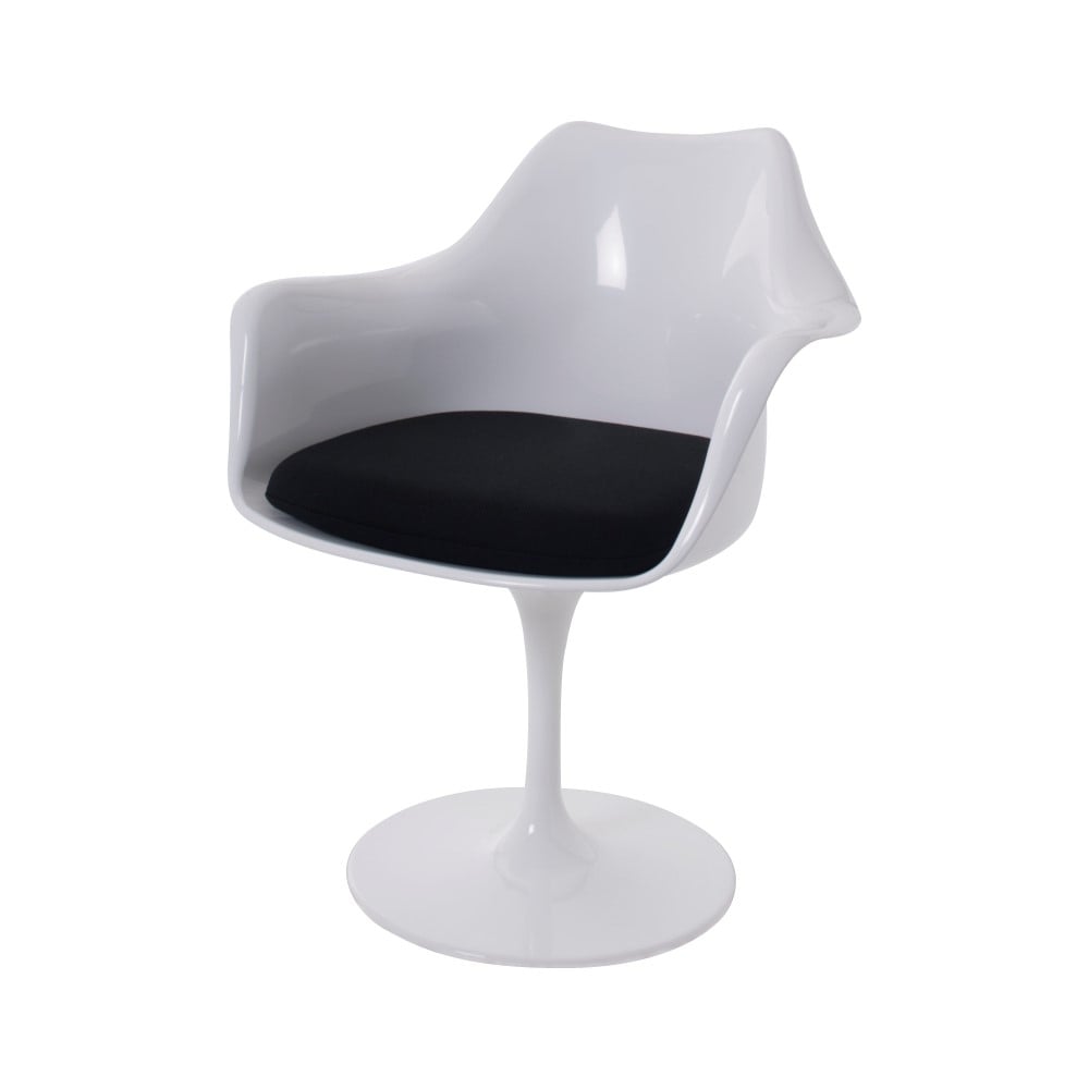 Eero Saarinen style, Eetkamerstoel Tulip stoel met armleuning wit zwart
