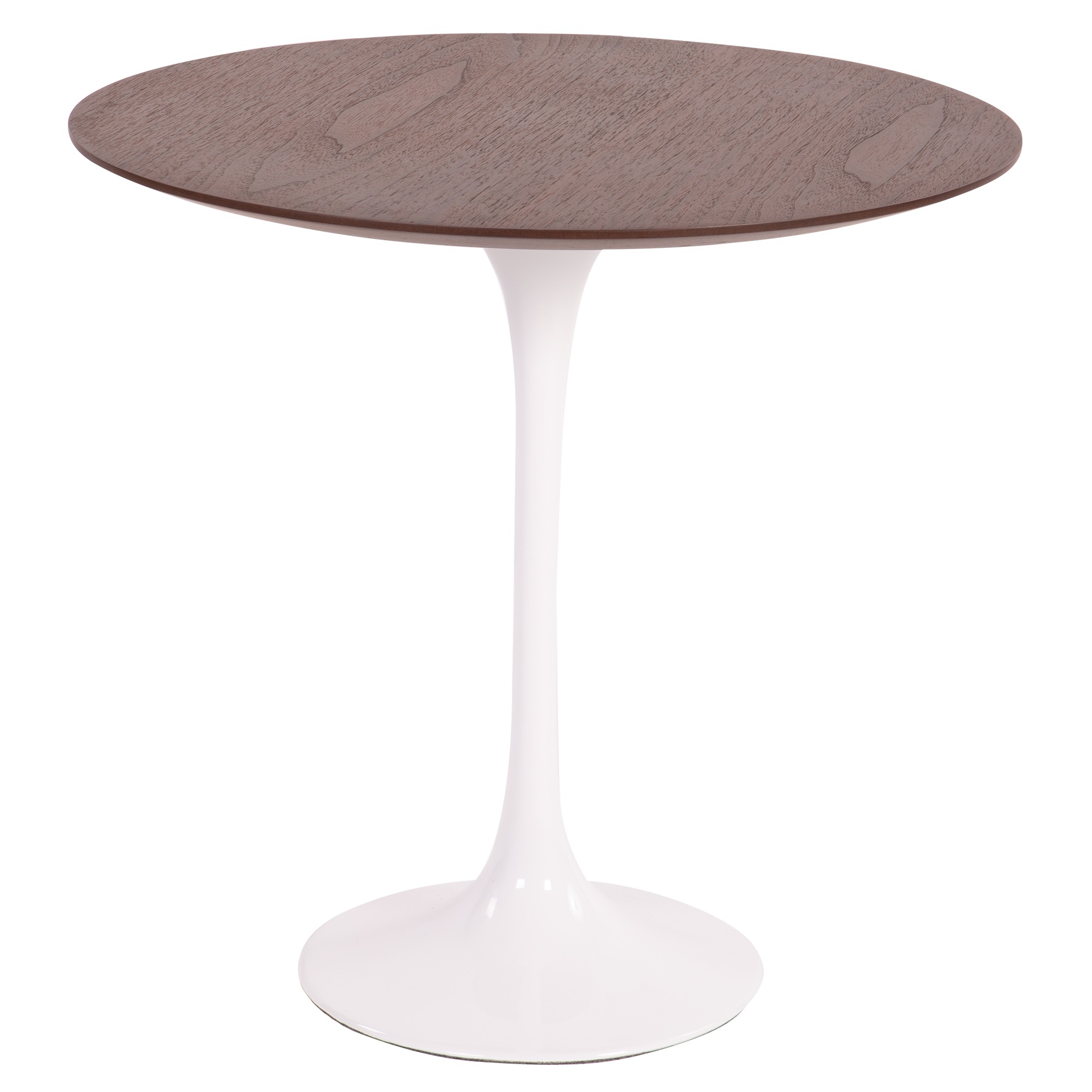 Eero Saarinen style, Bijzettafel Tulip Side table 50cm Bovenblad walnoot Onderstel wit