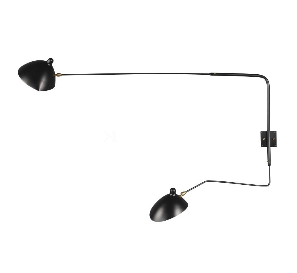Serge Mouille style, Wandlamp Contemporary 2-arm zwart