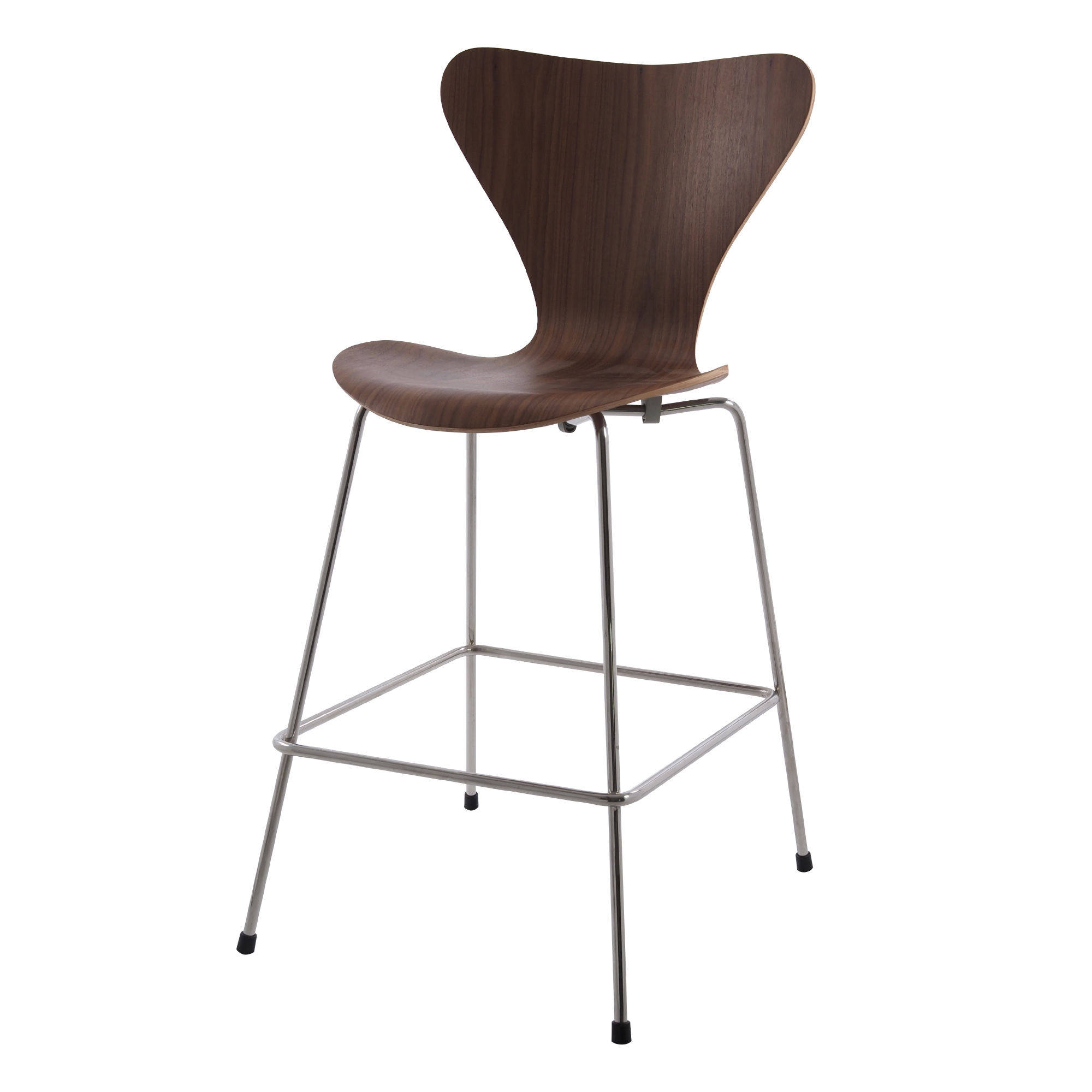 Arne Jacobsen style, Barkruk Butterfly series 66cm Walnoot